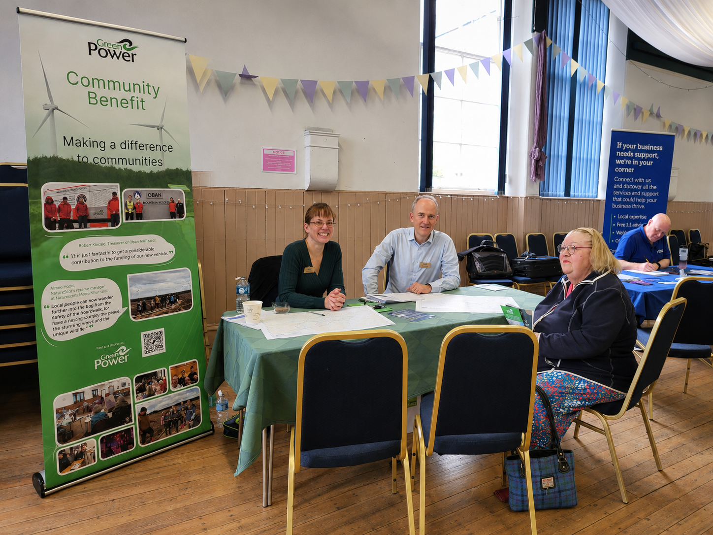   Jennie Cowley (GIS & Project Support Officer) and Nick Forrest (Senior Development Manager)   from GreenPower with Gill Philpotts  of Kilninver & Kilmelford Community Council